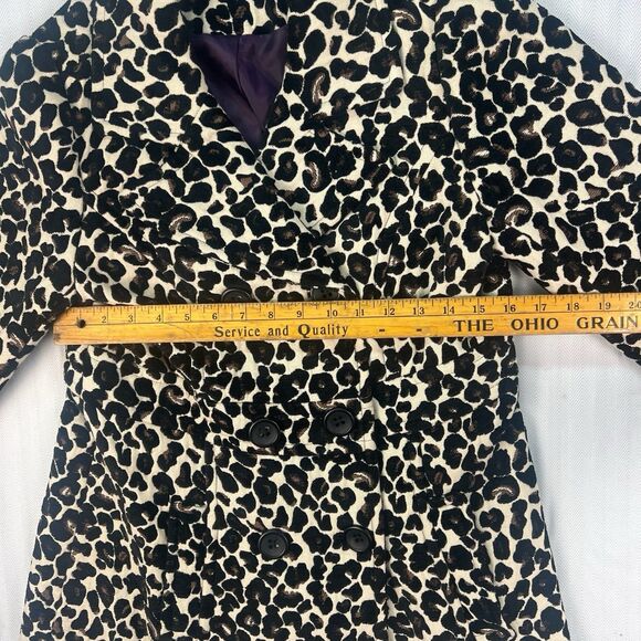 Whimsygoth Leopard Print Pea Coat Apt.9 Womens Size Medium Purple Lined - Picture 3 of 8